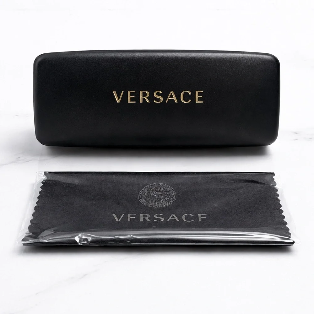Versace Black Hardshell Sunglasses Case with Cleaning Cloth Authentic